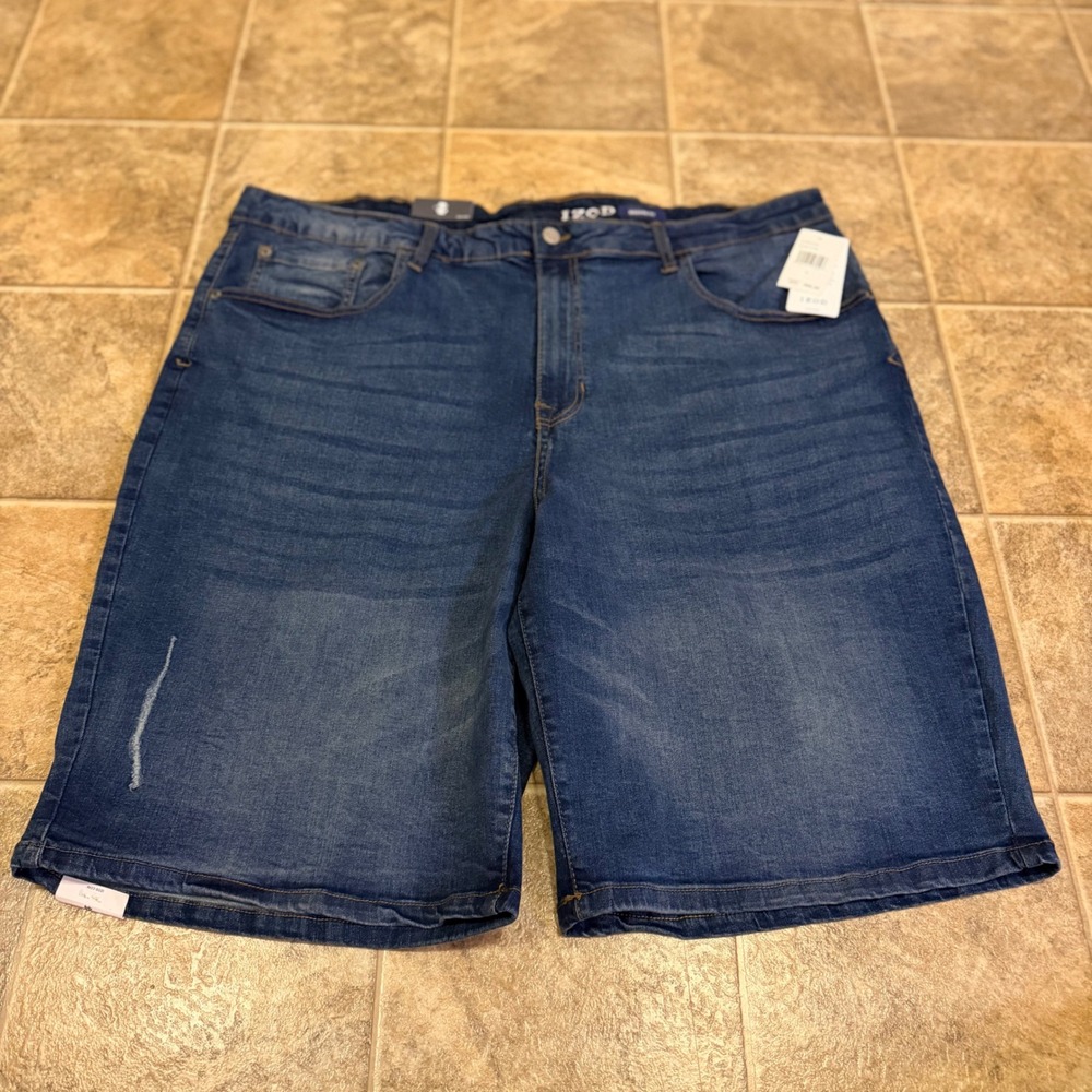 IZOD Mens Modern Fit Denim Shorts Lone Star Blue Stretch IB10SH220 Size 44